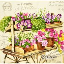 Serwetka decoupage firmy R2S stragan z kwiatami 33x33cm